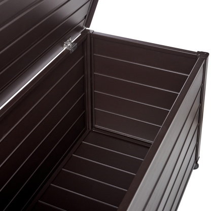 Aluminium Garden Storage Box 113 x 50cm Dark Brown Weatherproof Outdoor Storage