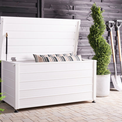 White Aluminium Outdoor Storage Box 123 x 60cm Garden Furniture Storage