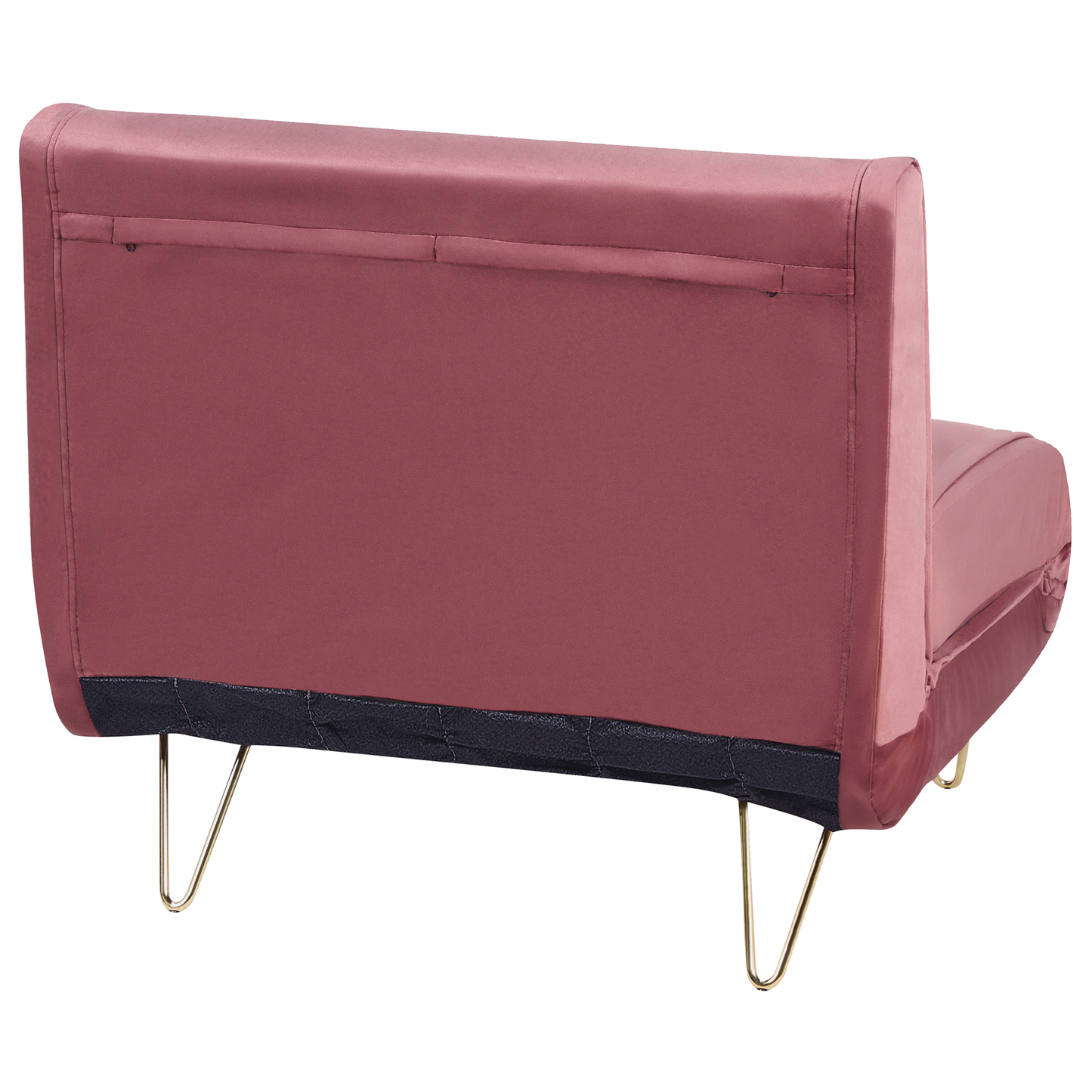 Pink Velvet 1 Seater Sofa Bed Fold-Out Sleeper Gold Legs