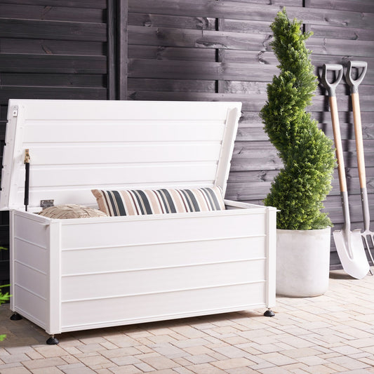 Aluminium Garden Storage Box White 113 x 50cm
