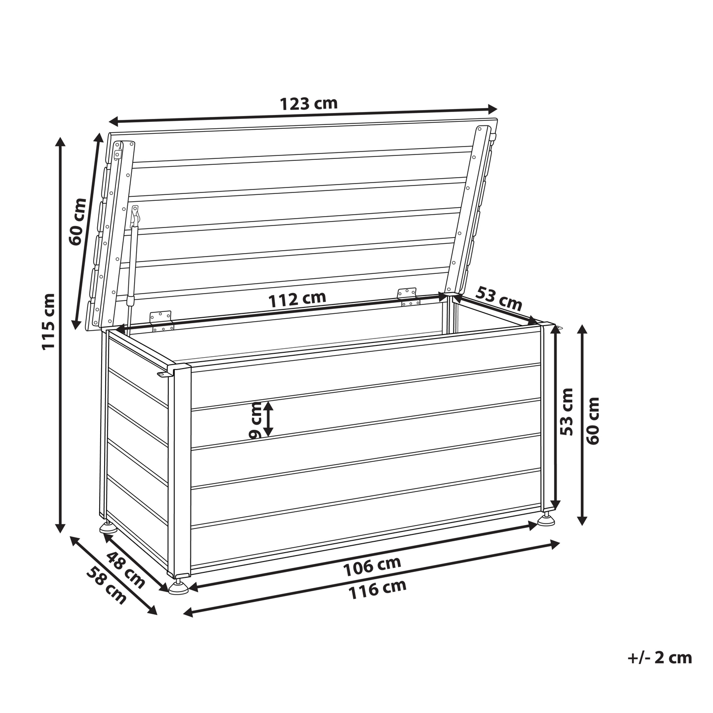 Premium Aluminium Garden Storage Box Dark Grey 123 x 60cm Outdoor Storage