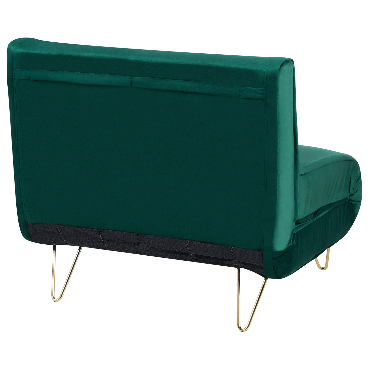 Velvet 1 Seater Armless Sofa Bed Dark Green Sleeper Gold Legs
