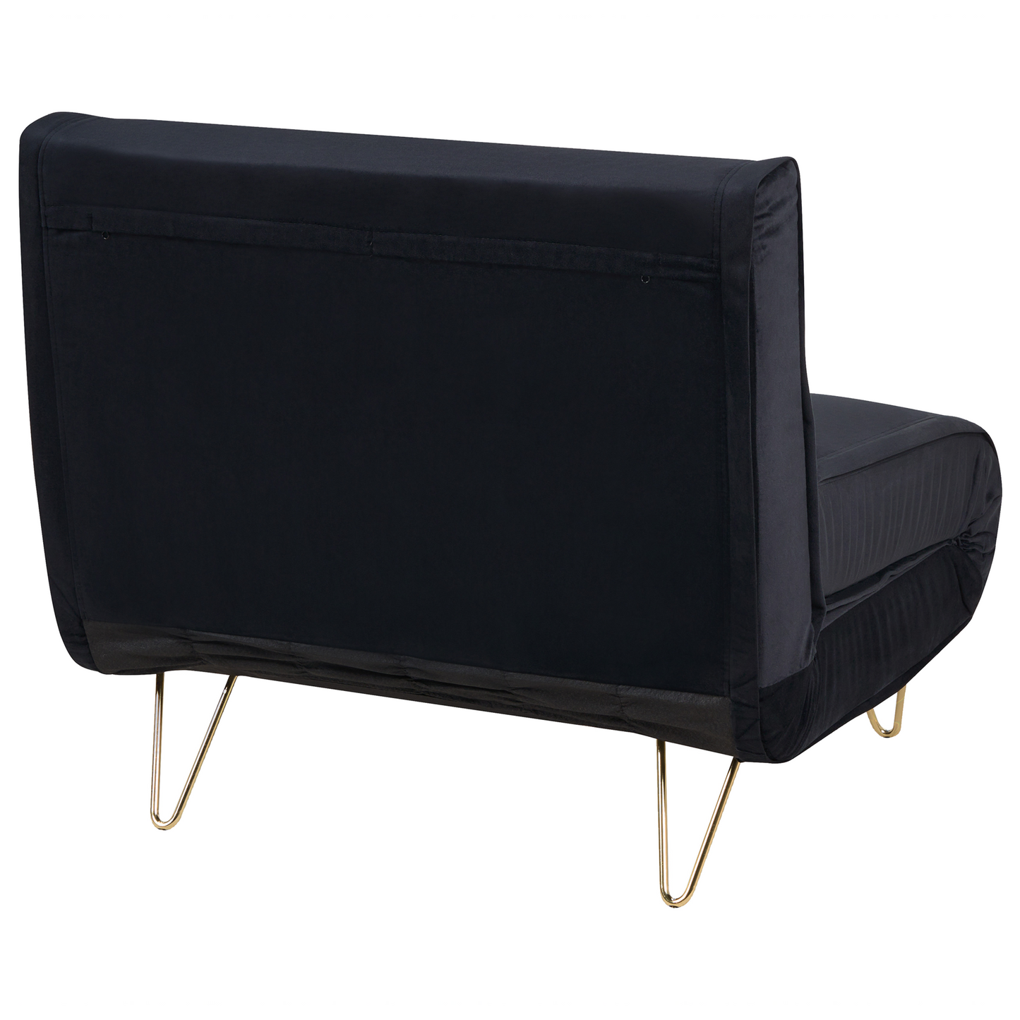 Velvet Small 1 Seater Sofa Bed Black With Gold Legs