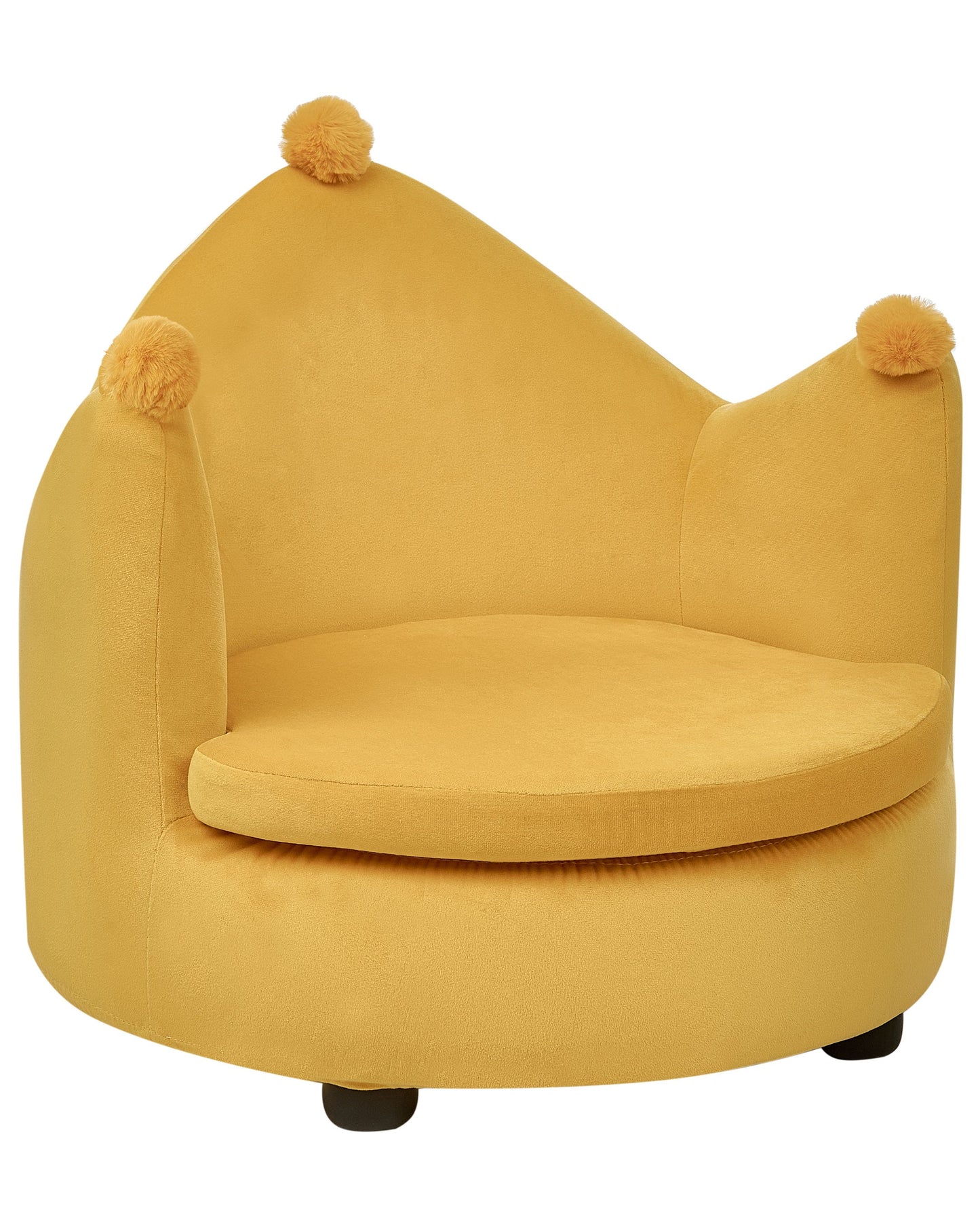 Velvet Crown Kids Chair Yellow Upholstery Crown Shaped Armchair For Nursery Modern Design