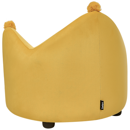 Velvet Crown Kids Chair Yellow Upholstery Crown Shaped Armchair For Nursery Modern Design