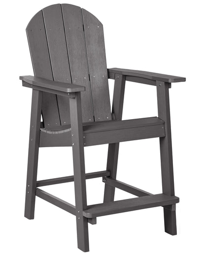 Veranda Garden Bar Chair Dark Grey Faux Wood Weatherproof Modern Outdoor Seating