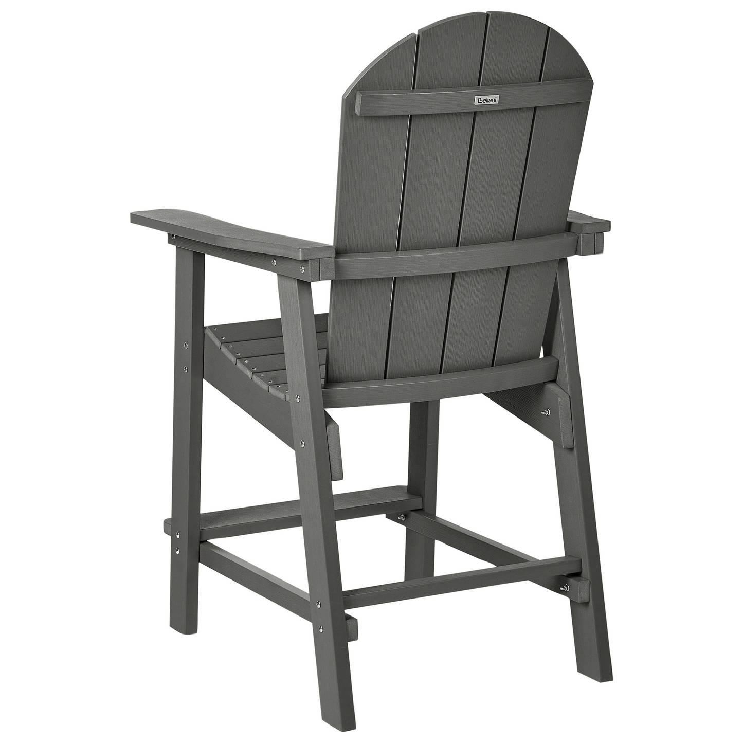 Veranda Garden Bar Chair Dark Grey Faux Wood Weatherproof Modern Outdoor Seating