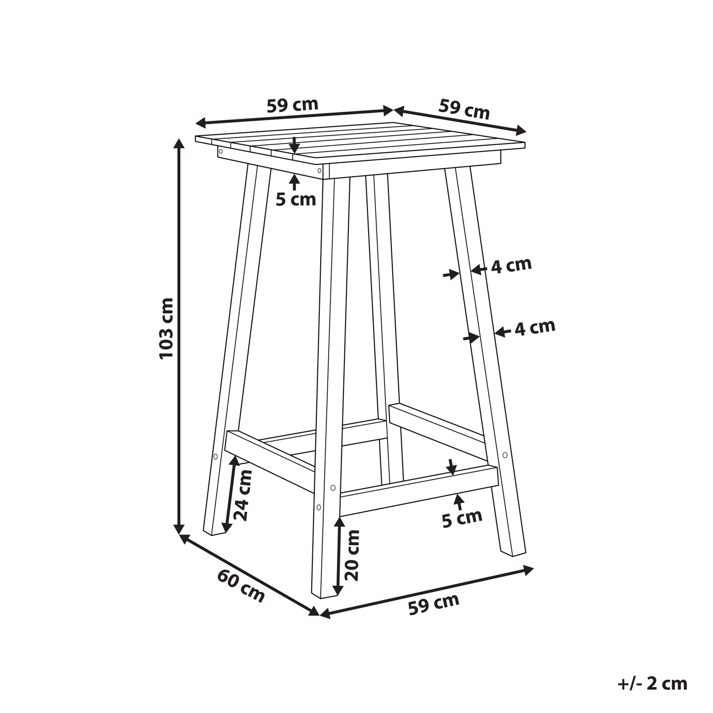 Garden Bar Table Dark Grey 59 x 59cm All Weather Synthetic