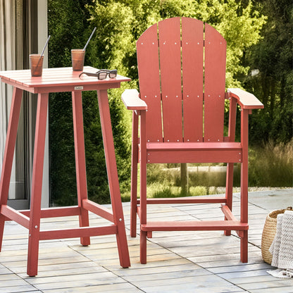 Garden Bar Chair Red Weather-Resistant Modern Style
