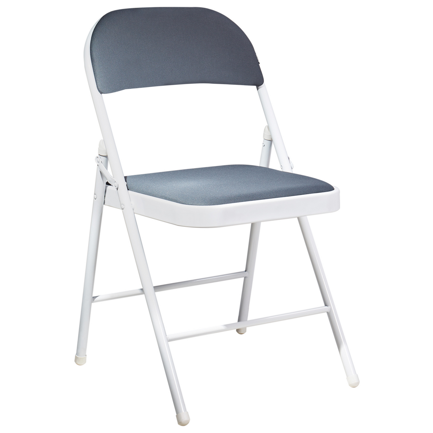 Set Of 4 Folding Chairs White Frame Dark Grey Cushioned