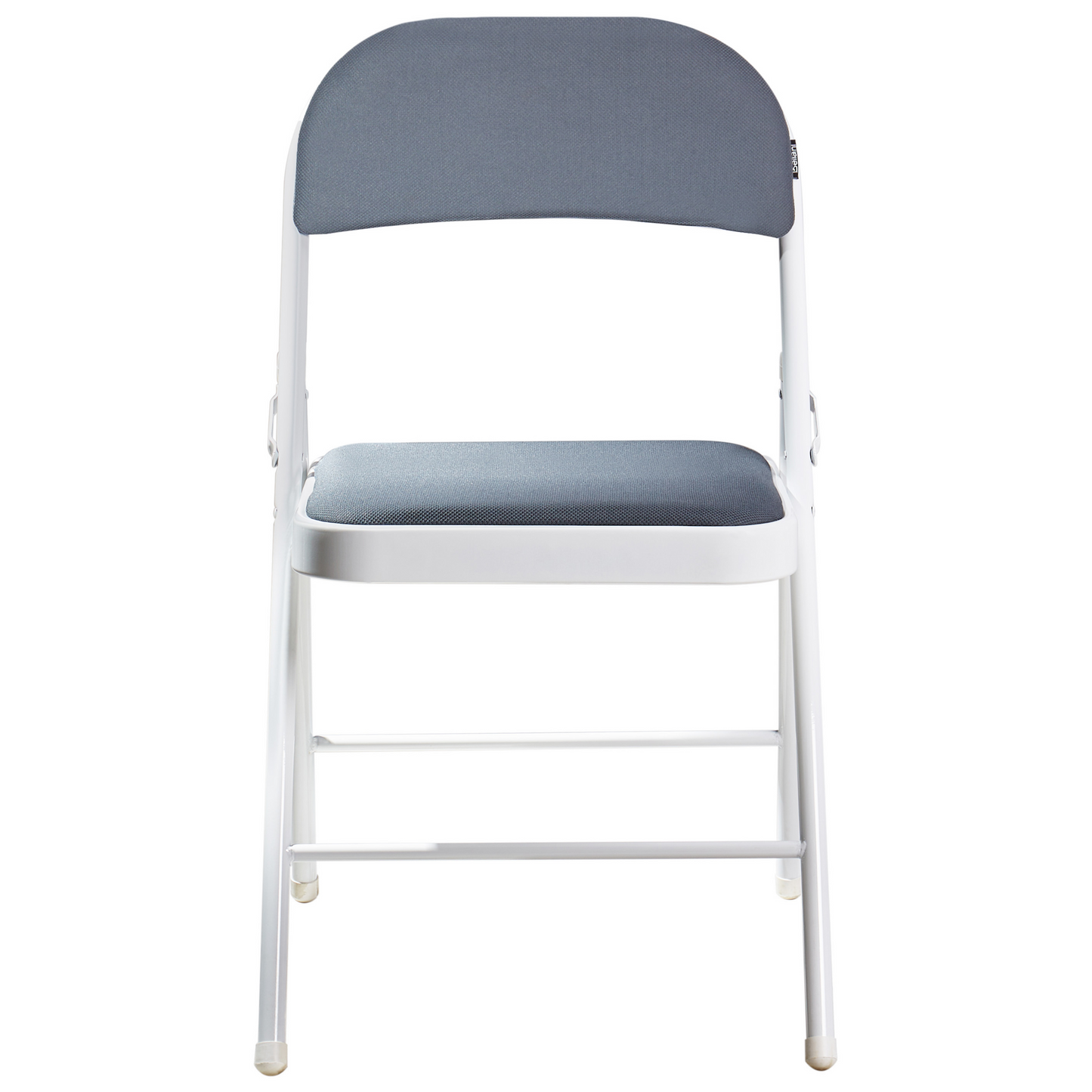 Set Of 4 Folding Chairs White Frame Dark Grey Cushioned