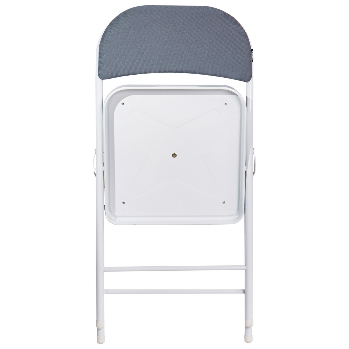 Set Of 4 Folding Chairs White Frame Dark Grey Cushioned