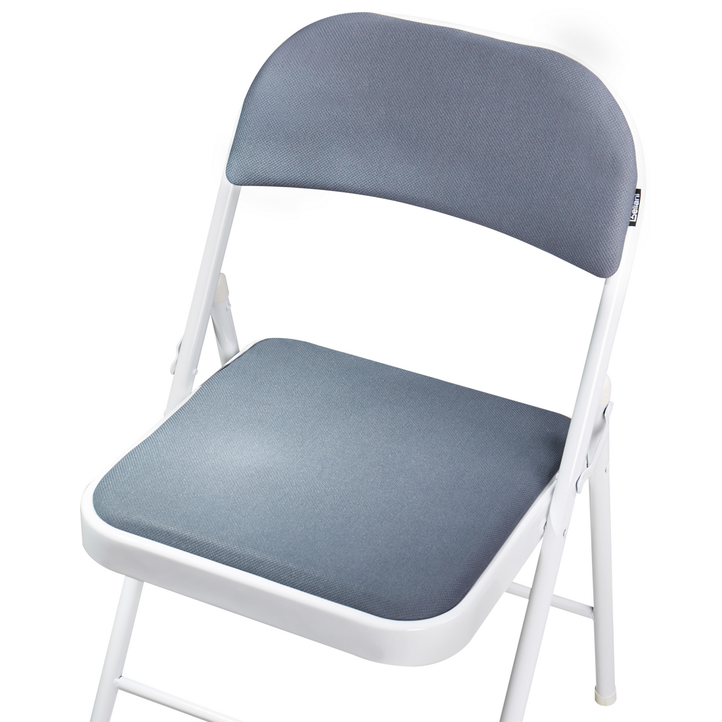 Set Of 4 Folding Chairs White Frame Dark Grey Cushioned
