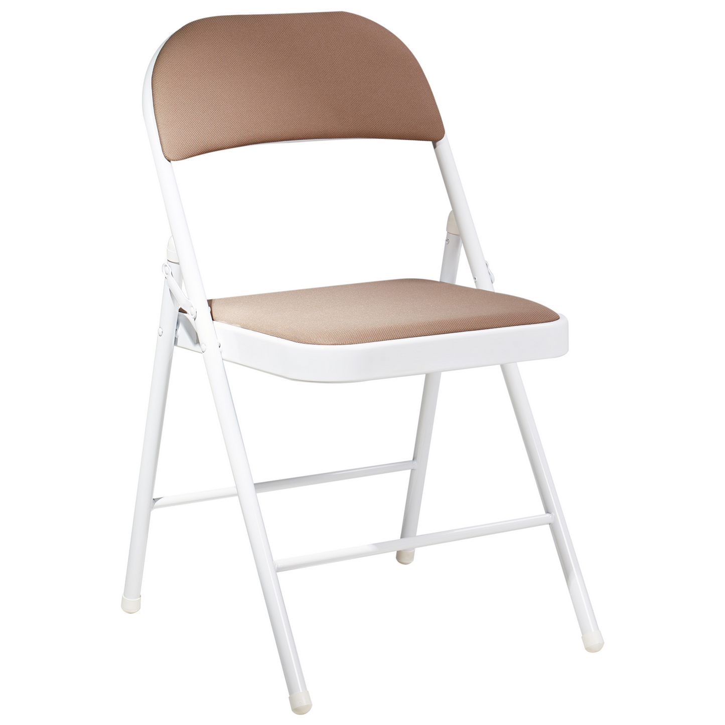 Beige Folding Chairs 4 Pack White Metal Frames Padded