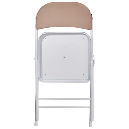 Beige Folding Chairs 4 Pack White Metal Frames Padded