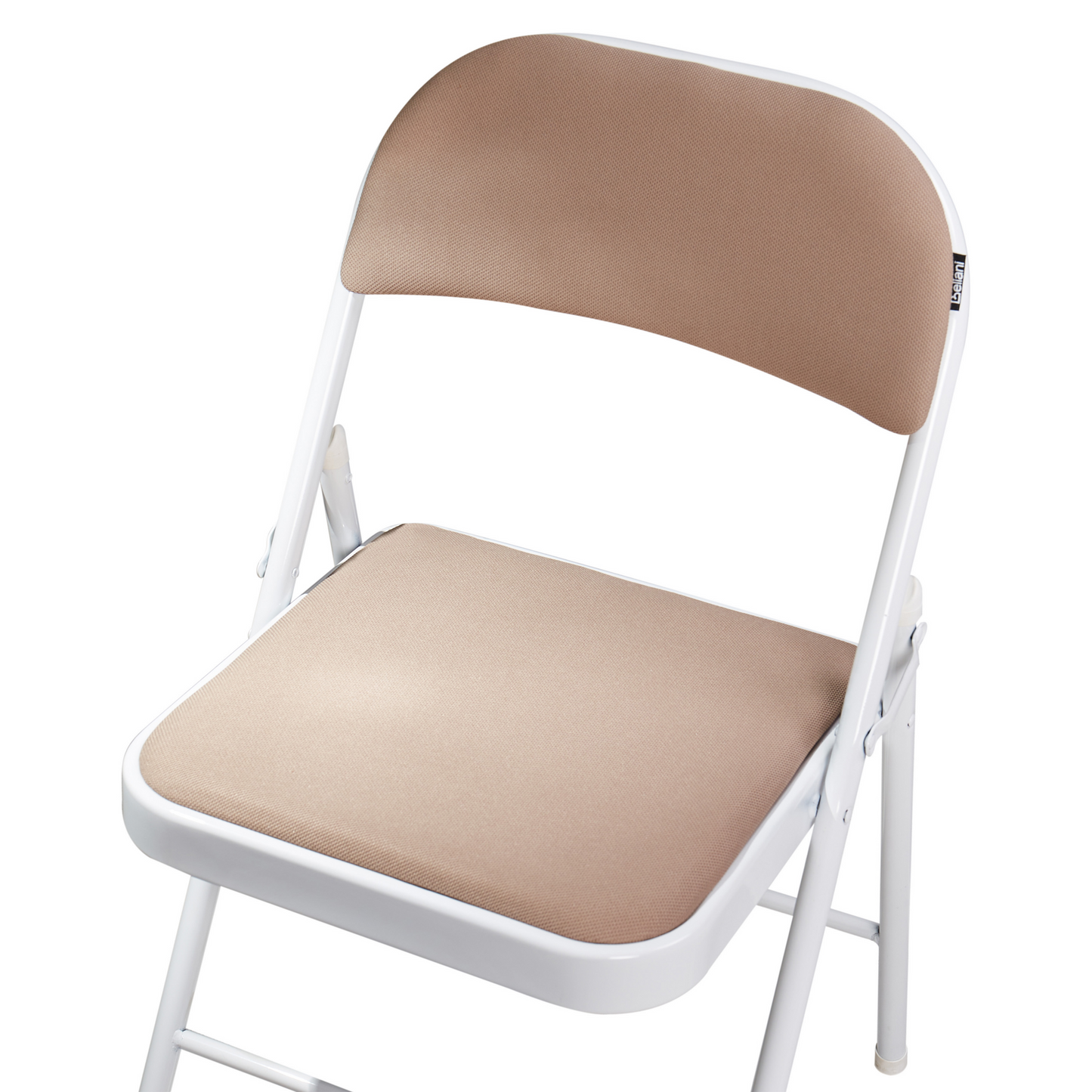 Beige Folding Chairs 4 Pack White Metal Frames Padded
