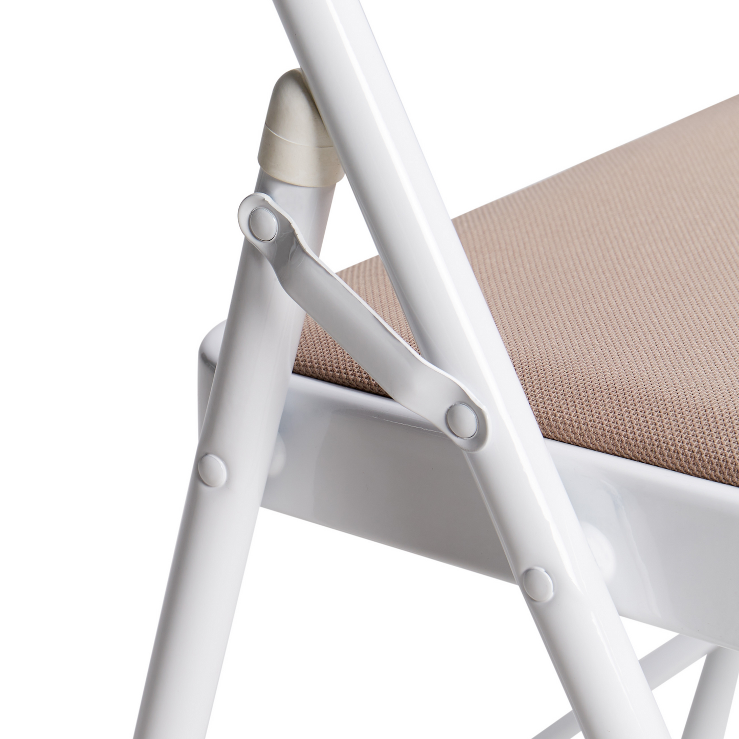 Beige Folding Chairs 4 Pack White Metal Frames Padded
