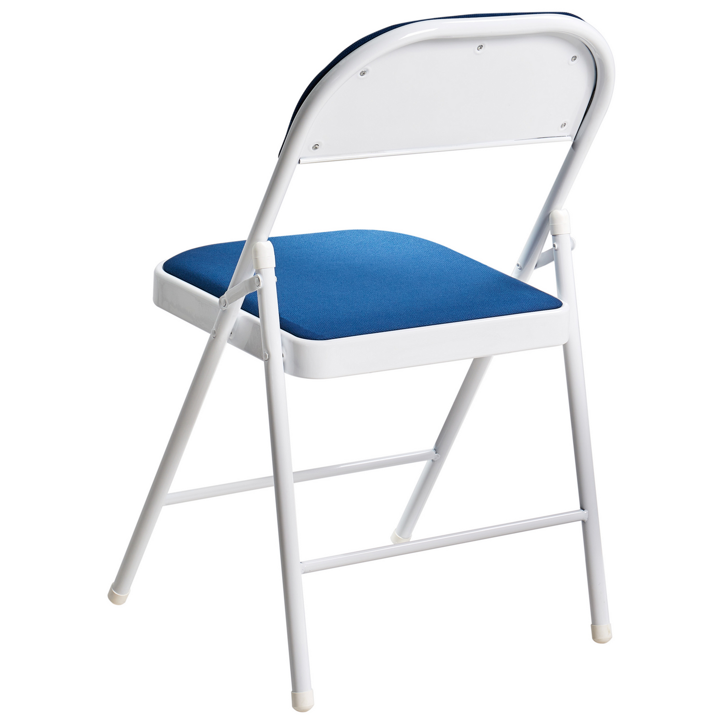 4 Pack White Frame Blue Folding Chairs Padded Seats