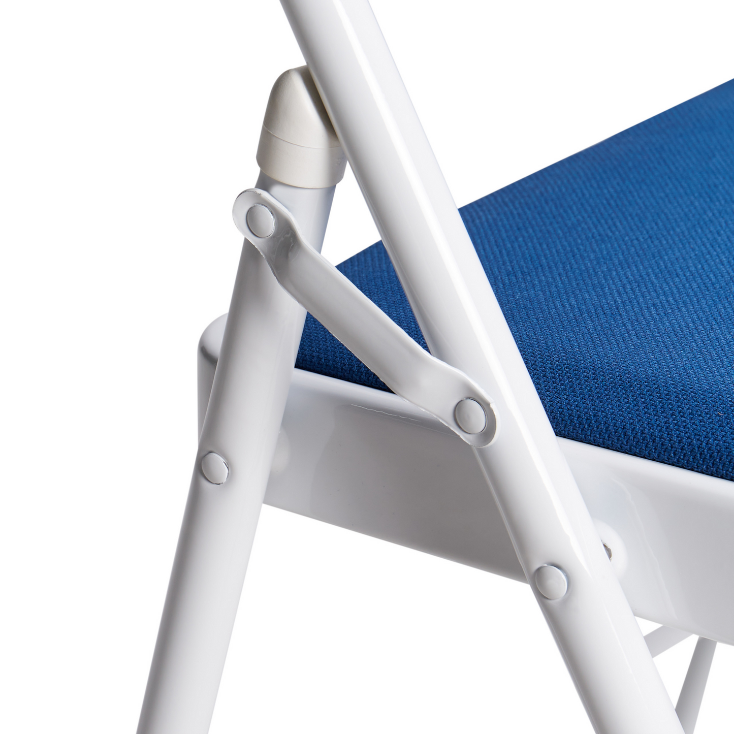 4 Pack White Frame Blue Folding Chairs Padded Seats