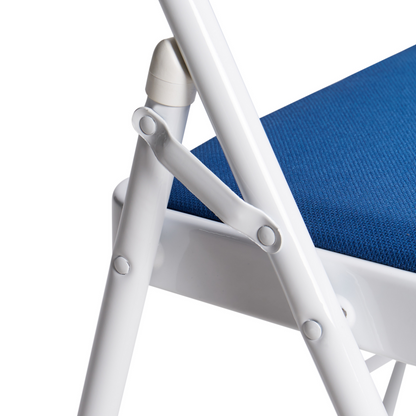 4 Pack White Frame Blue Folding Chairs Padded Seats