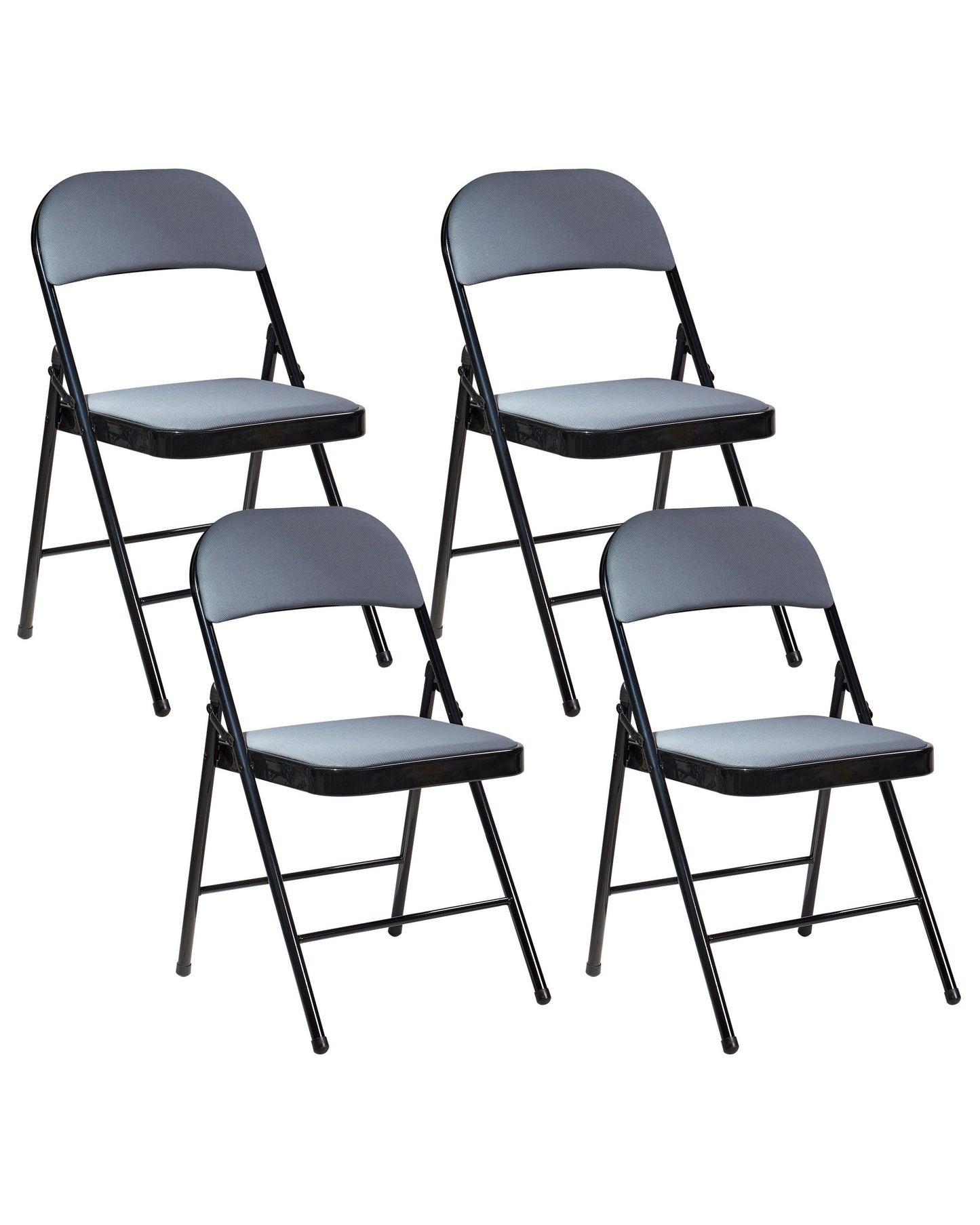 4 Piece Folding Chairs Set Dark Grey Metal Frame Padded