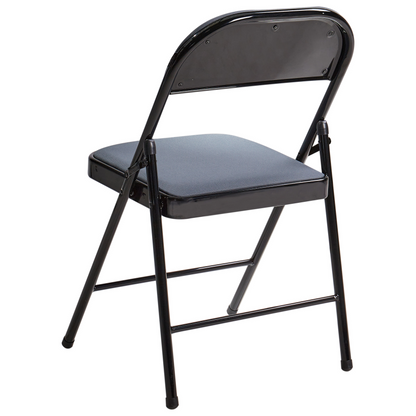 4 Piece Folding Chairs Set Dark Grey Metal Frame Padded