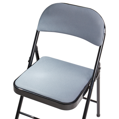 4 Piece Folding Chairs Set Dark Grey Metal Frame Padded