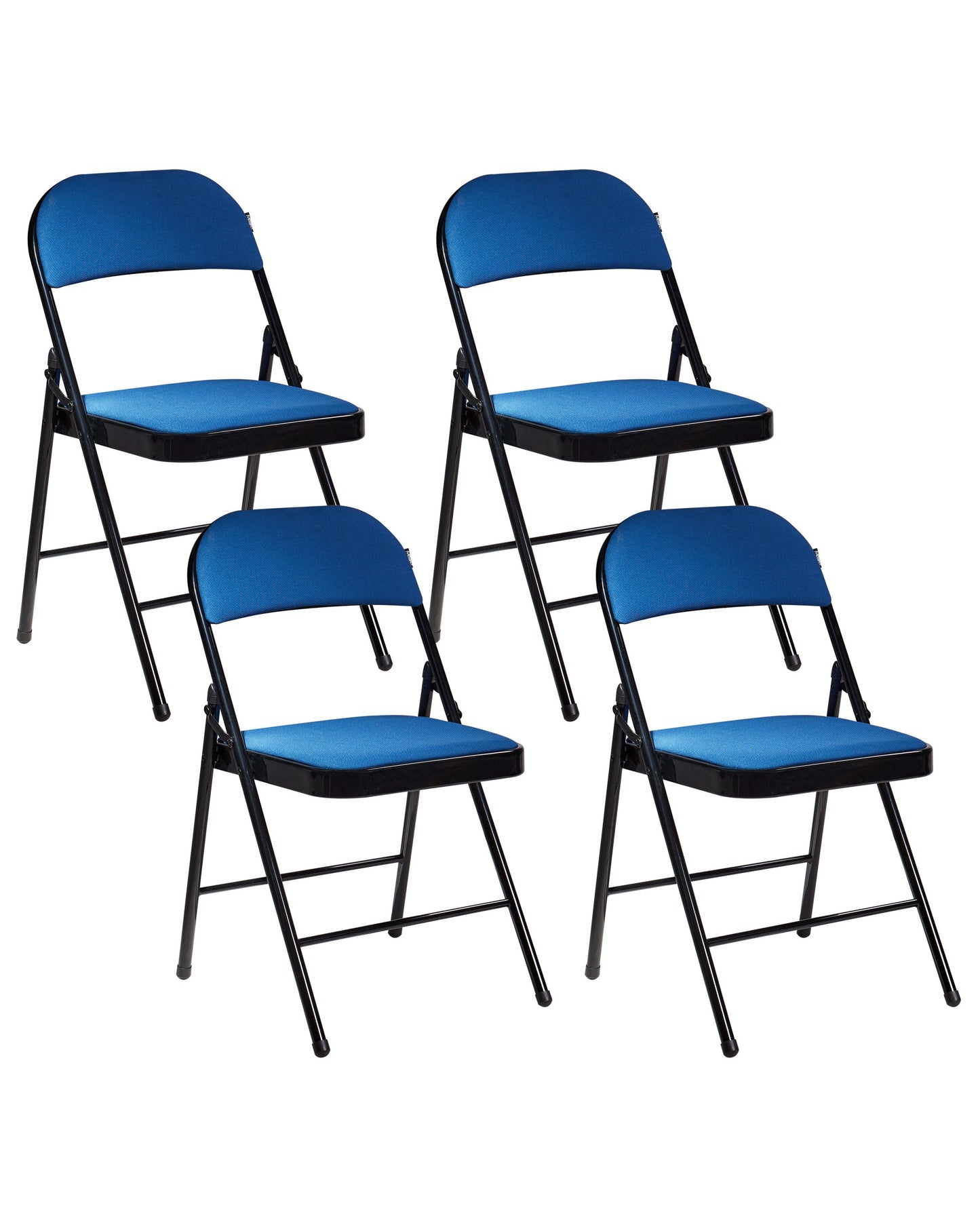 Folding Chairs Set Of 4 Blue Metal Frame Padded Backrest