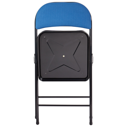 Folding Chairs Set Of 4 Blue Metal Frame Padded Backrest