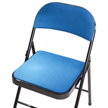 Folding Chairs Set Of 4 Blue Metal Frame Padded Backrest