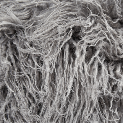Grey Faux Fur EPS Beads Pouffe Removable Cover Footstool
