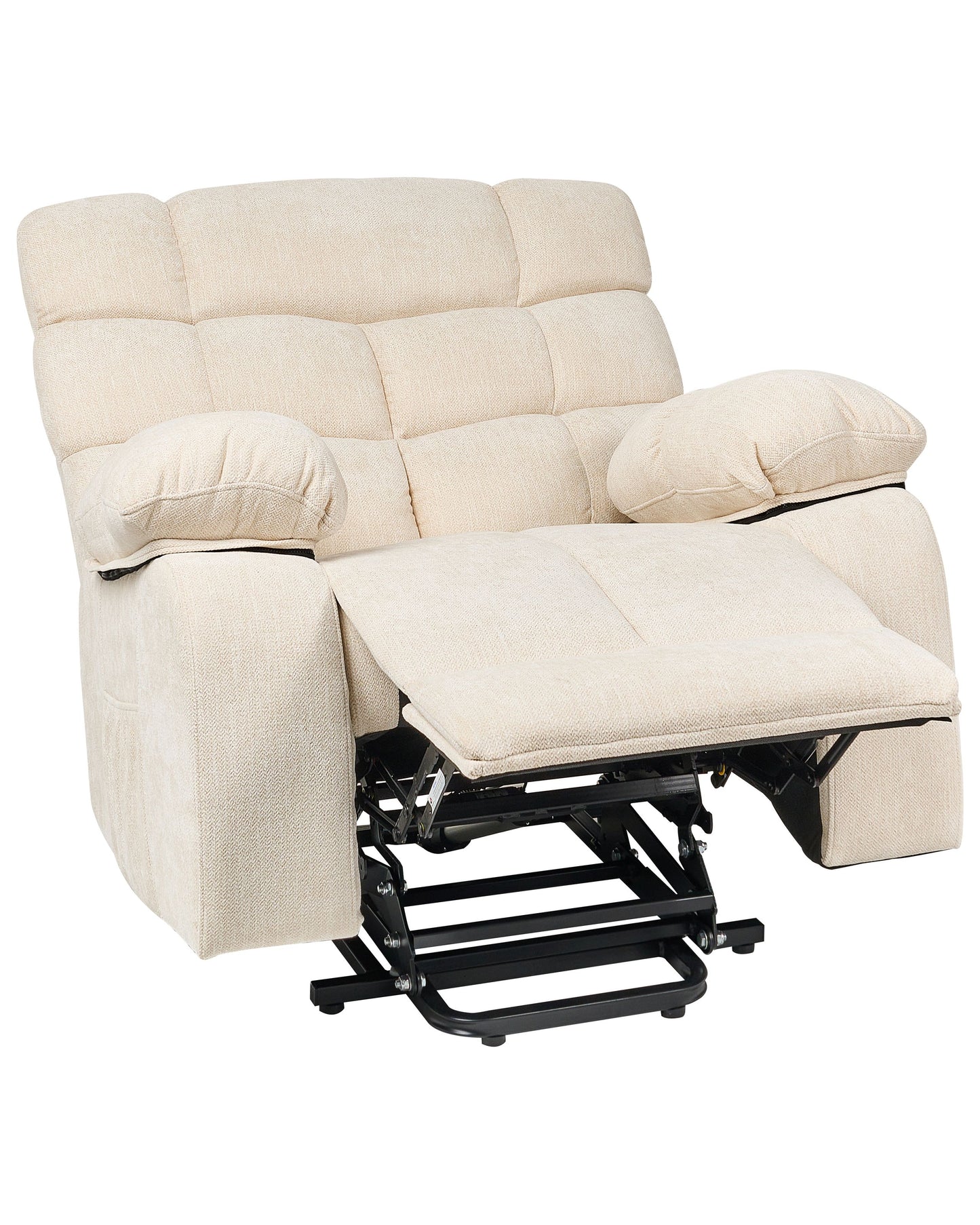 Electric Recliner Armchair Light Beige With Footrest Lift