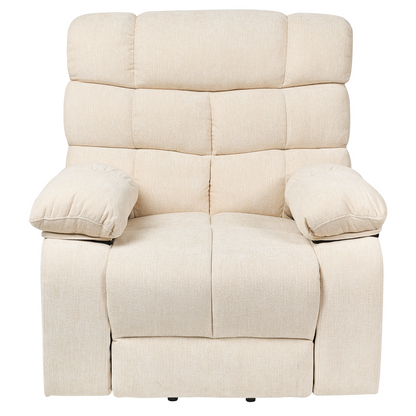 Electric Recliner Armchair Light Beige With Footrest Lift