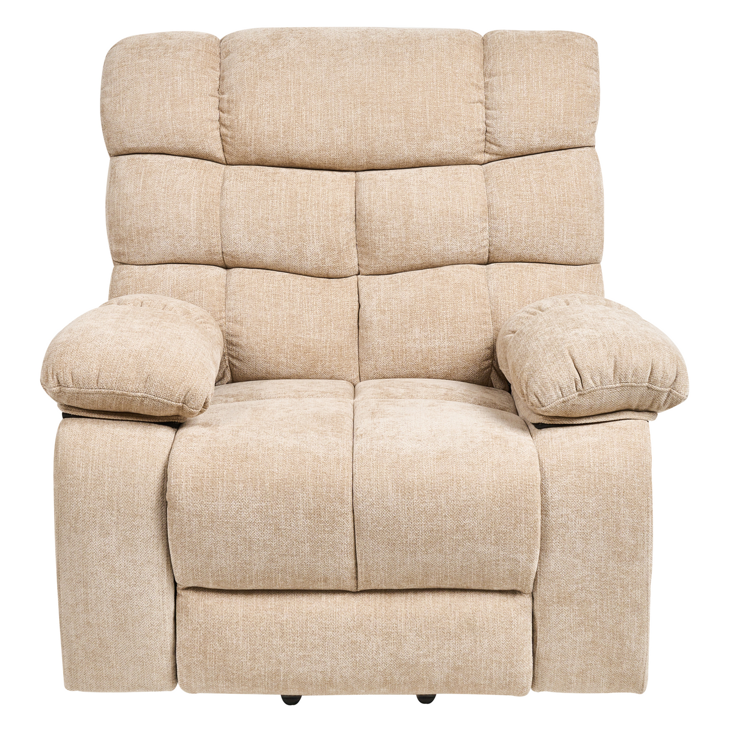 Electric Recliner Armchair Beige Polyester With Footrest