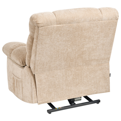 Electric Recliner Armchair Beige Polyester With Footrest