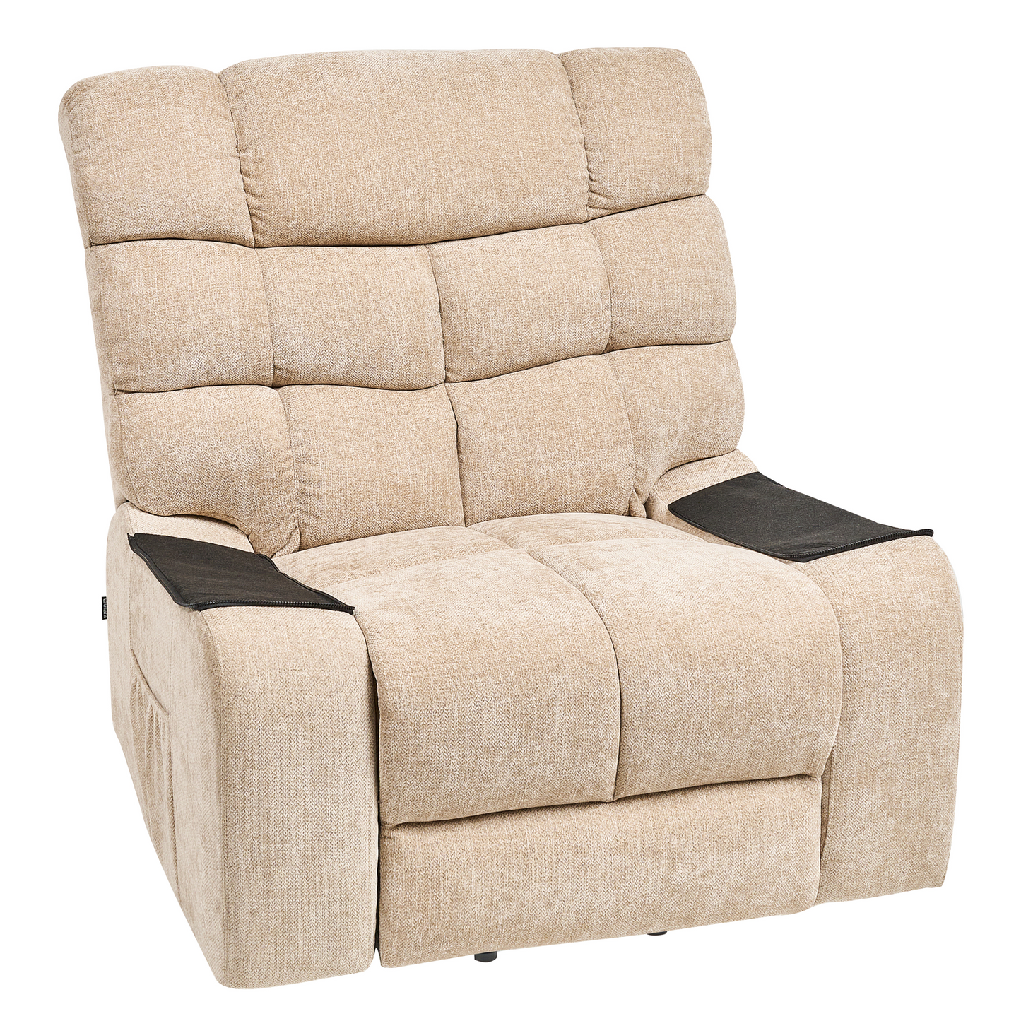 Electric Recliner Armchair Beige Polyester With Footrest
