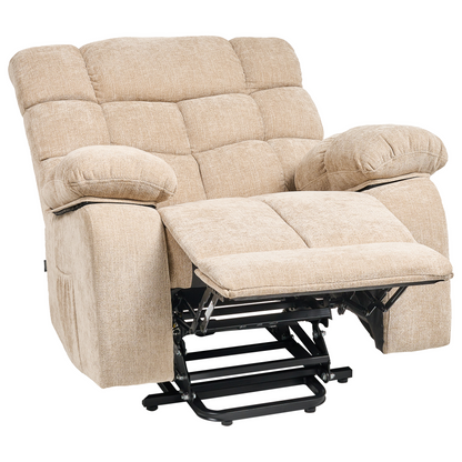 Electric Recliner Armchair Beige Polyester With Footrest