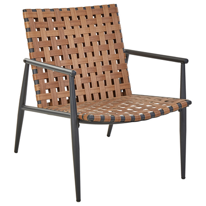 Bistro Set Brown PE Rattan With Black Steel Frame