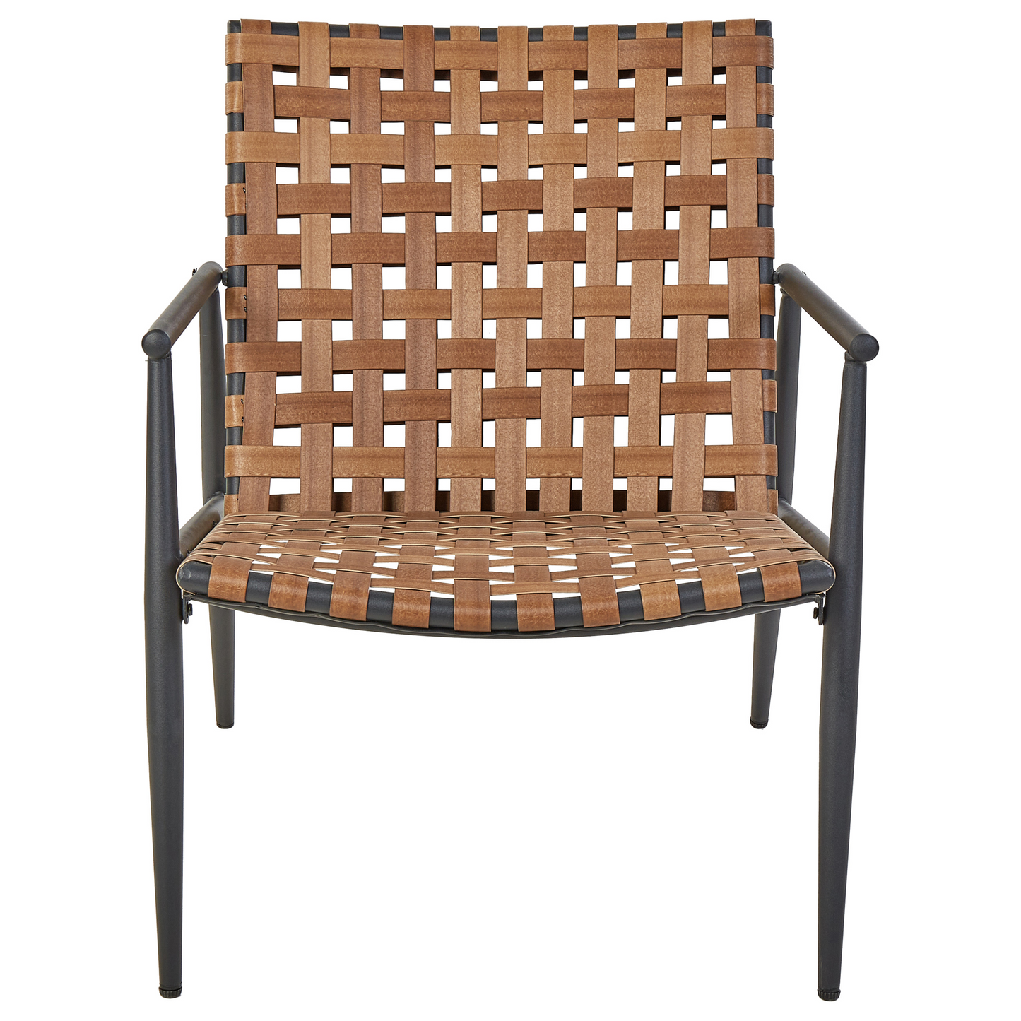 Bistro Set Brown PE Rattan With Black Steel Frame