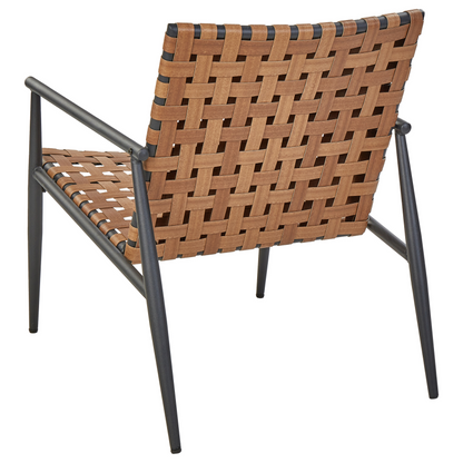 Bistro Set Brown PE Rattan With Black Steel Frame