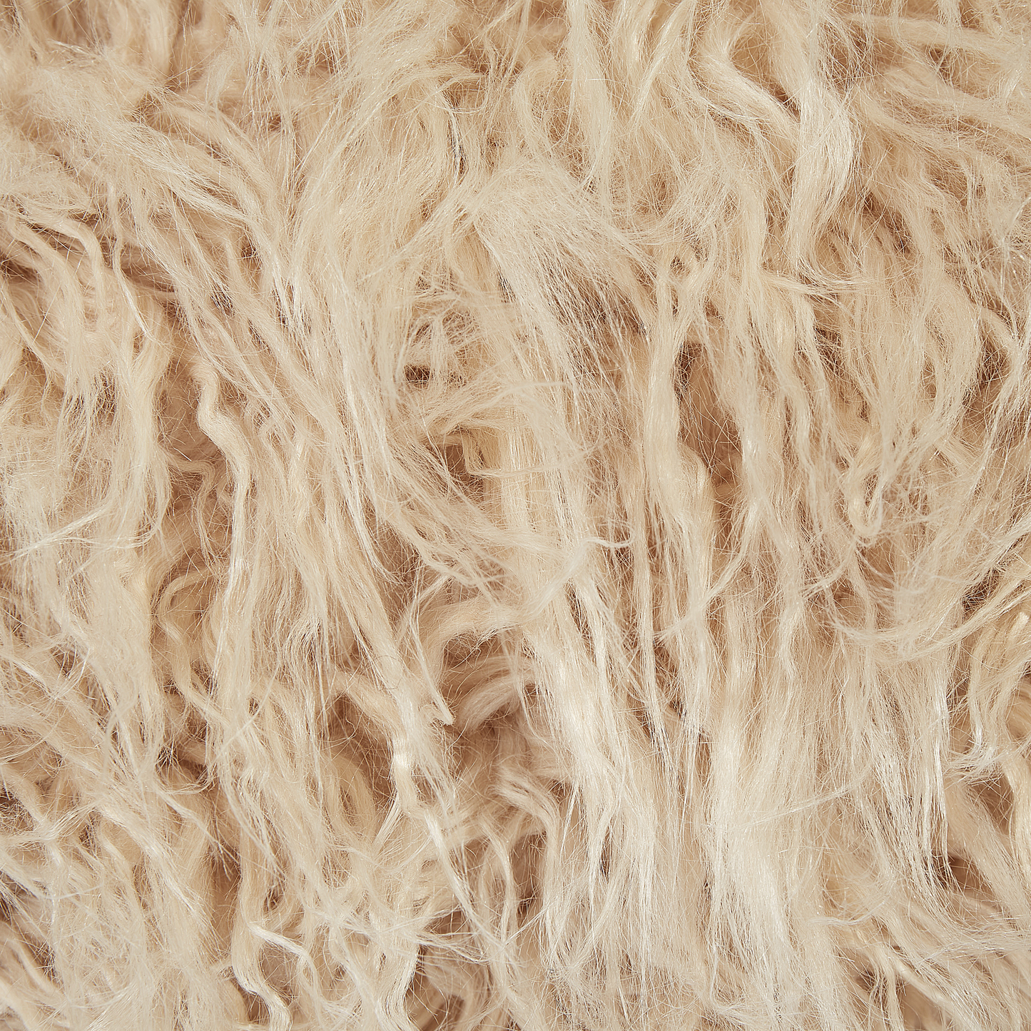 Pouffe Beige Faux Fur Footstool With EPS Beads Filling