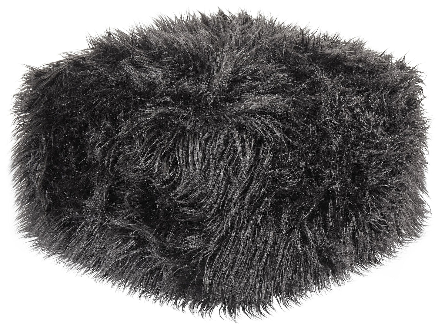 Black Faux Fur Pouffe With EPS Beads Filling Square Boho Modern Footstool