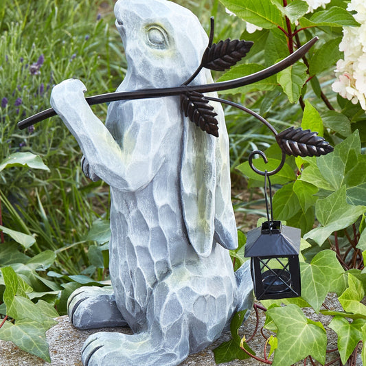 Home Easter Bunny Figurine 37cm Grey Outdoor Decor