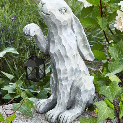 Handcrafted Grey Easter Bunny Figurine 37cm Indoor Outdoor Decor