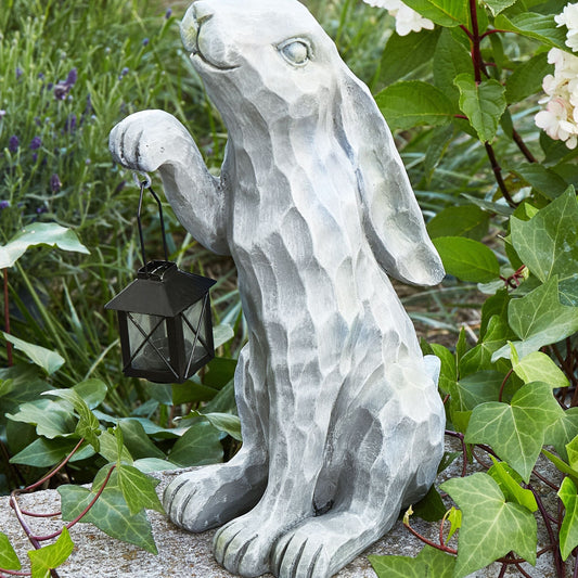 Handcrafted Grey Easter Bunny Figurine 37cm Indoor Outdoor Decor