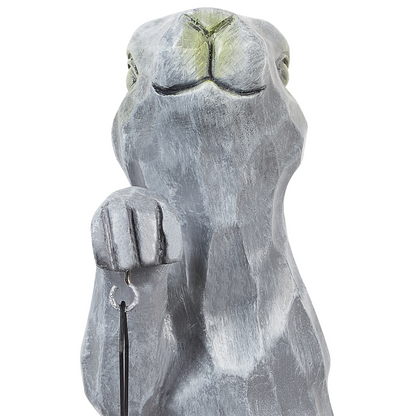 Handcrafted Grey Easter Bunny Figurine 37cm Indoor Outdoor Decor