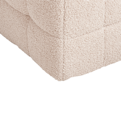 Beige Boucle Ottoman Bench With Storage Tufted Modern