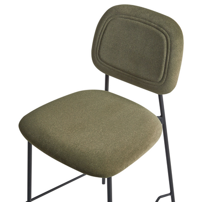 Olive Green Velvet Bar Chairs Set Of Two With Black Iron Frame Counter Height Modern Dining