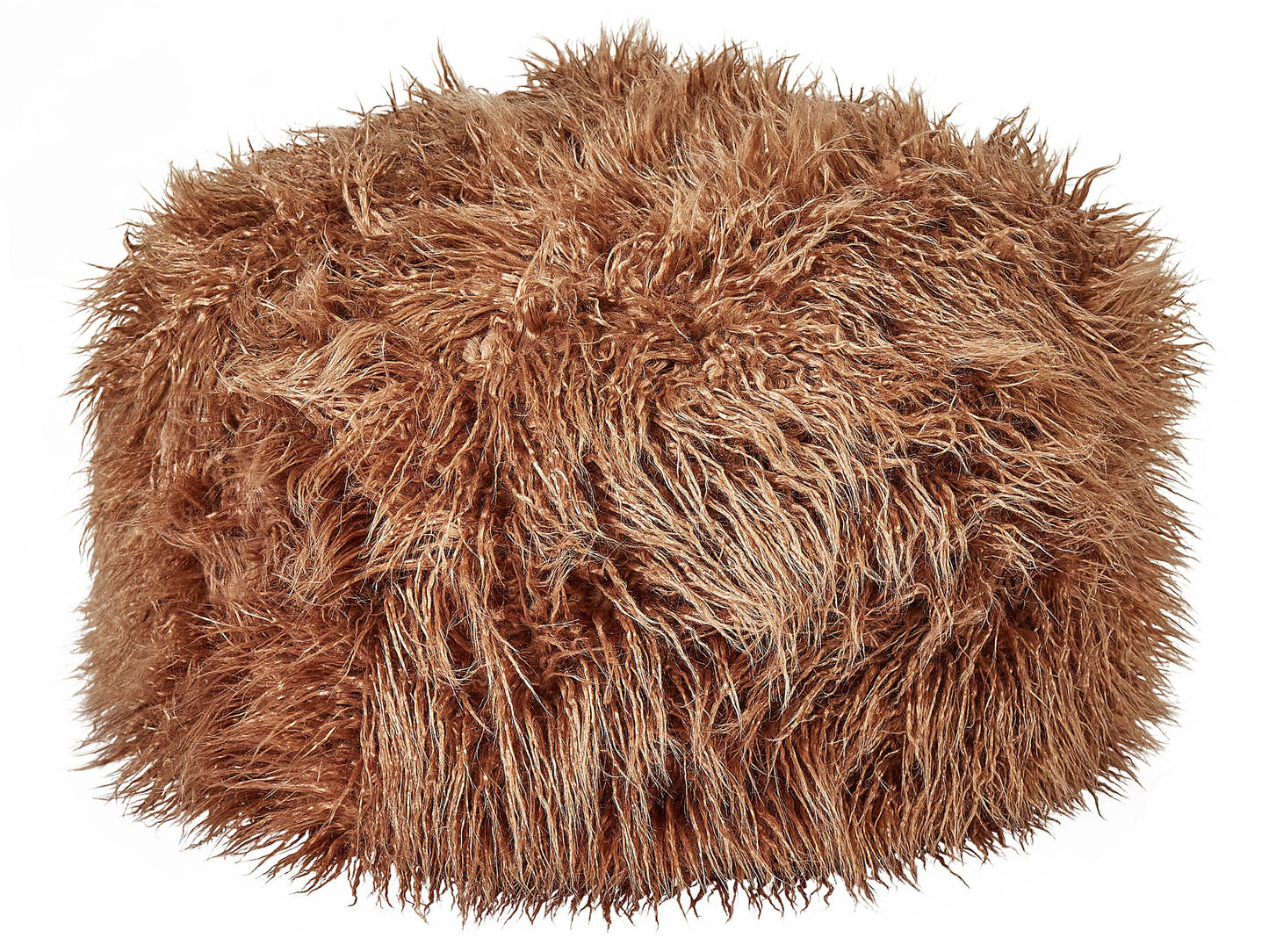 Pouffe Brown Faux Fur Square Footstool With EPS Beads