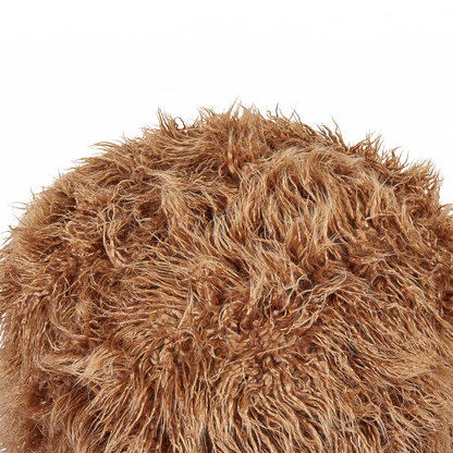 Pouffe Brown Faux Fur Square Footstool With EPS Beads